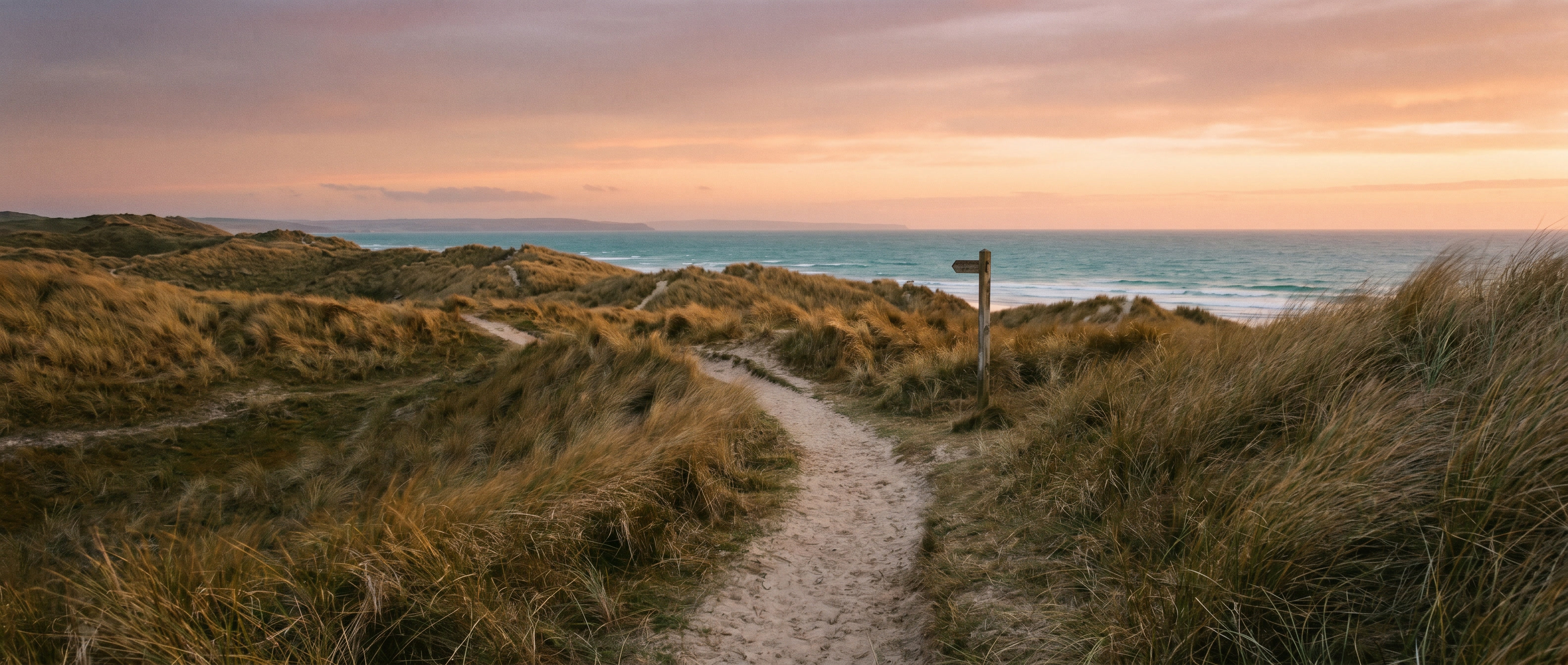 A quiet Sunshine Coast coastal path in soft morning light.