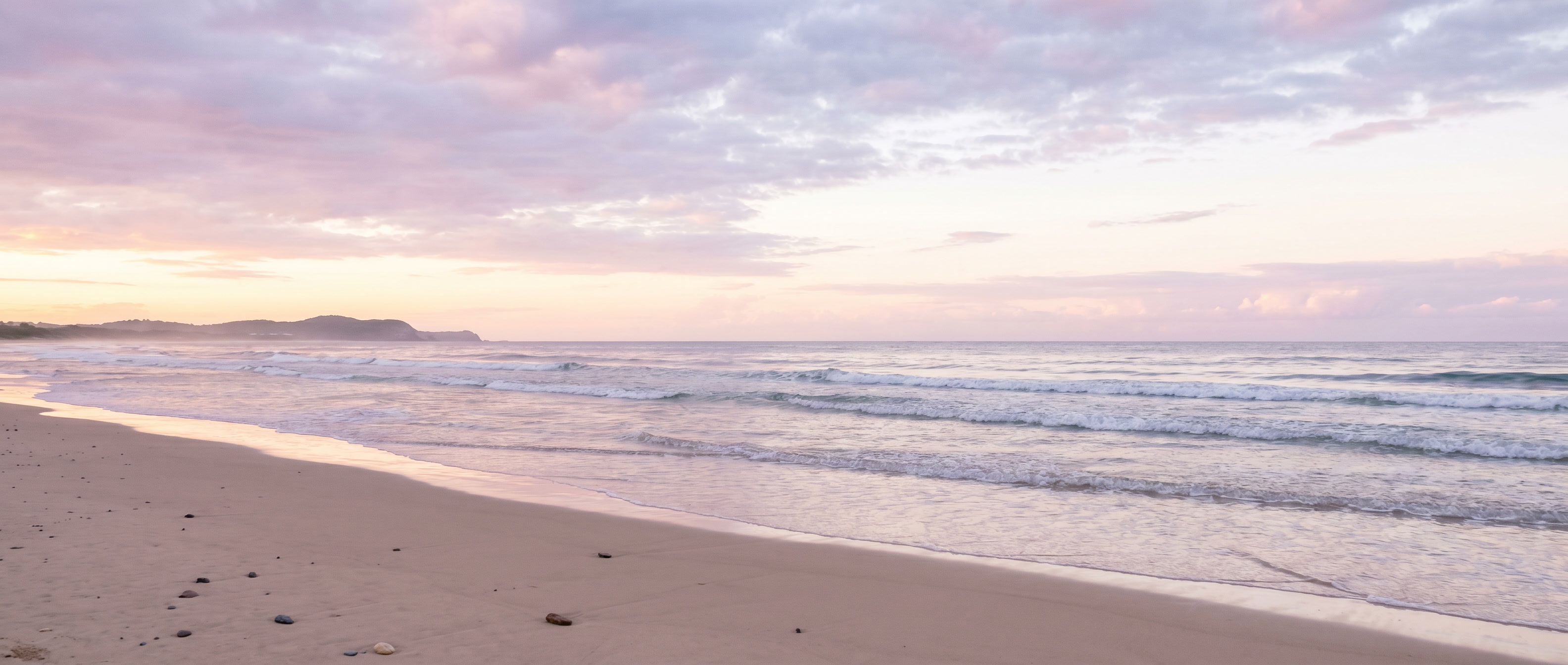 A calm ocean horizon on the Sunshine Coast in early morning light.